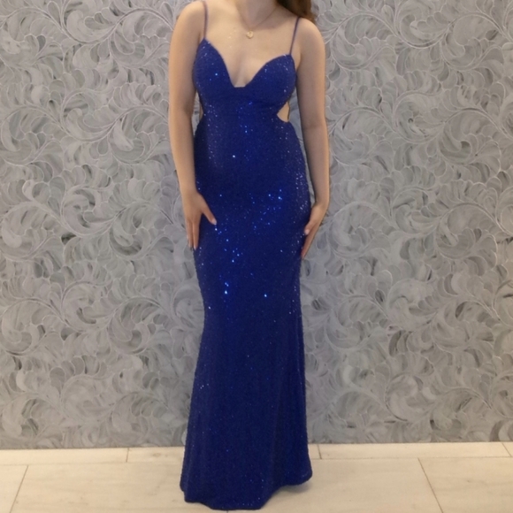Blue Sequin Prom Dress Small